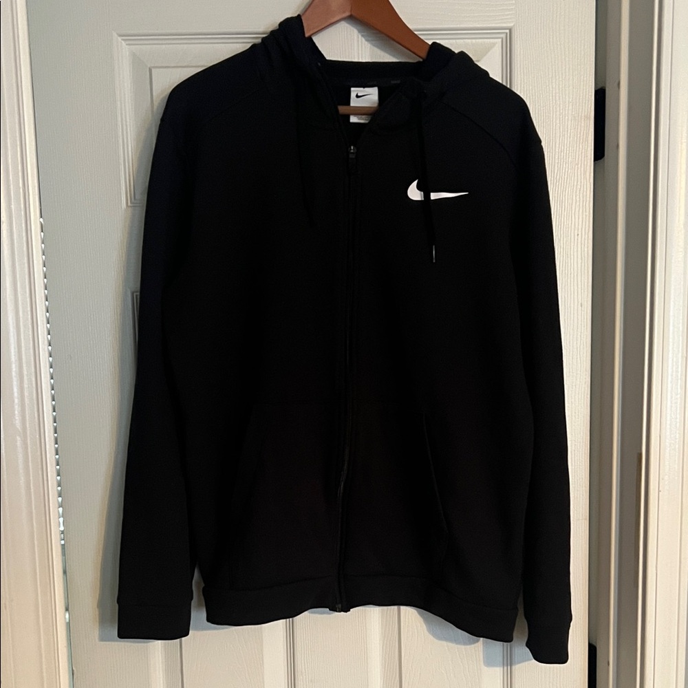 Nike Black Full-Zip Hoodie with White Logo